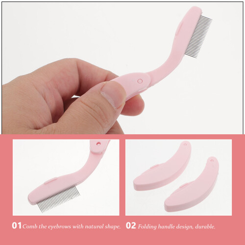 2Pcs Practical Pink Eyebrow Shaping Brush Eyelash Grooming Comb 2