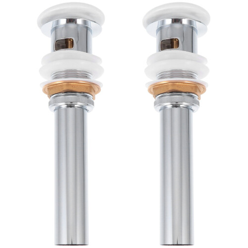 2Pcs Copper Sink Drain Plug Silver Slotted Push Button Waste Stopper 2