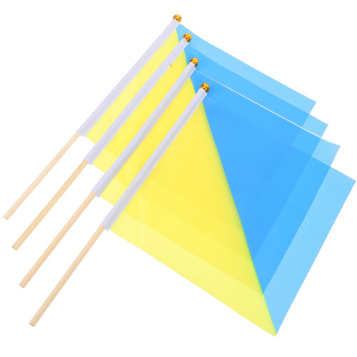 12Pièces Drapeaux Signal Main Assortis Bois+polyester Multiusages 2