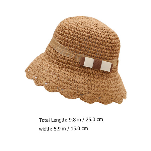 1Pc Khaki Children Straw Hat Lightweight Foldable Summer Sun Hat 1