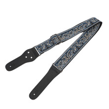 Vintage besticktes Gitarrengurt verstellbar, breiter Nylon-Leder, Blau