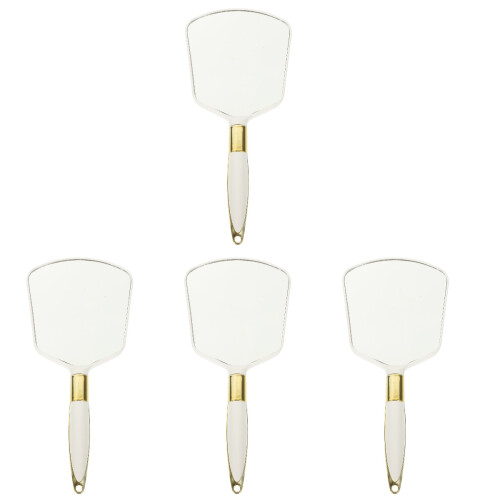4Pcs Durable ABS Handheld Vanity Mirror Portable Makeup Mirror White 1
