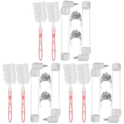 6Sets Stable White Plastic Water Dispenser for Birds and Parrots 1