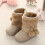 2Paires Chaussures Bébé Beige Douceur Hiver Bottes 10