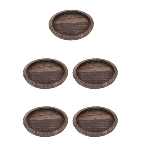 5Pcs Rustic Wooden Candle Holder Tray Storage Plate for Table Decor 1