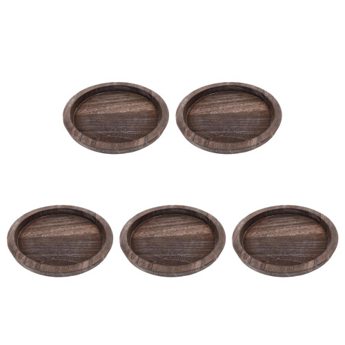 5Pcs Rustic Wooden Candle Holder Tray Storage Plate for Table Decor 2