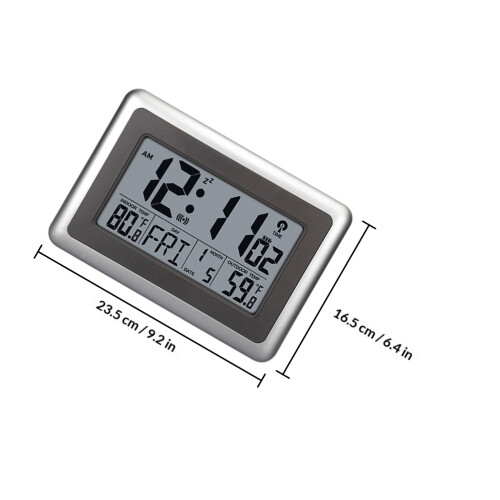 1Set Multi-Function Silver Alarm Clock ABS Indoor Thermometer Digital 1