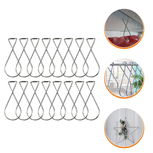 300Pcs Silver Steel Drop Ceiling Hooks Clips for Home Office Hanging 1