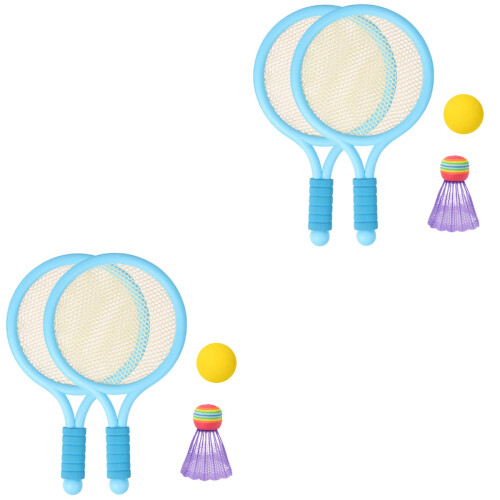 2Sets Children Badminton Racket Set with Anti-Skid Handle Sky- 2