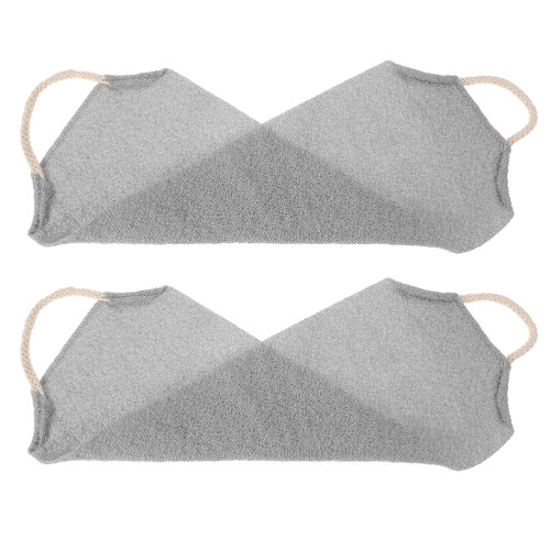6Pcs Light Grey Deep Cleansing Exfoliating Back and Body Scrub Towel 2