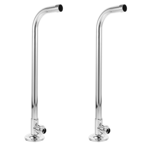 2Pcs Wall Shower Arm Replacement Silver Stainless Steel for Bathroom 2