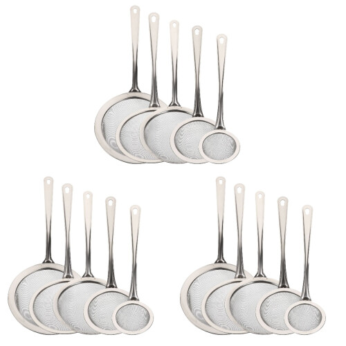 15Pcs Practical Silver Baking Sieve Kitchen Strainer for Fried Chicken 2