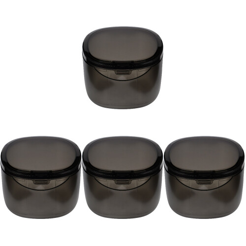 4Pcs Portable Grey Plastic Denture Storage Box Durable Travel Case 2