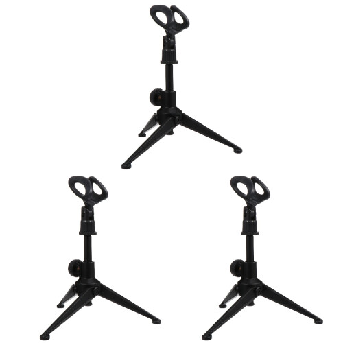 3Pcs Black Adjustable Mic Stand 360 Rotating Tripod Holder Stable 2