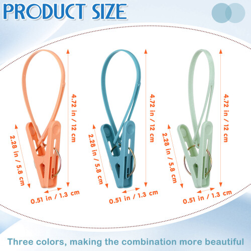 48Pcs Assorted Color PP Clothing Clips with Rope Windproof for Laundry 2