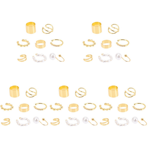 40Pièces Accessoires Nez Et Ear Cuffs Or Piercing Polyvalents 2