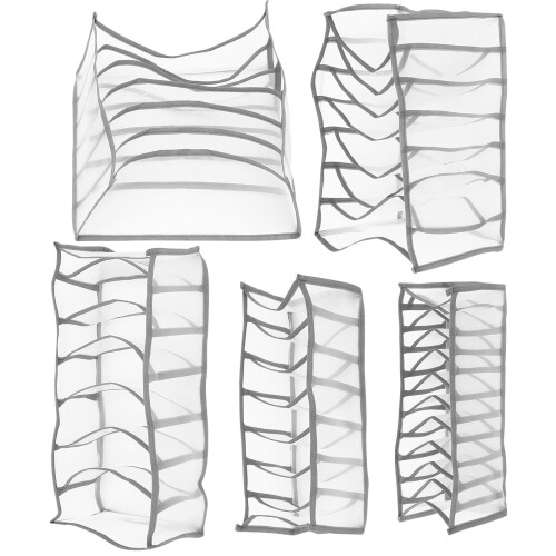 15Pcs Multigrid Grey Underwear Organizer for Closet Socks Bras Storage 1
