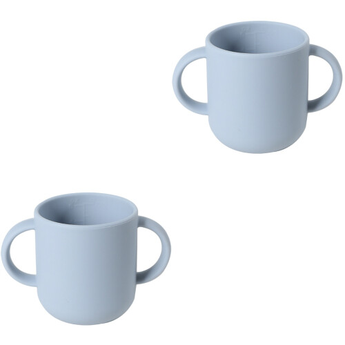 2Pcs Baby Transition Cups Blue Soft Silicone Toddler Drinking Trainer 2