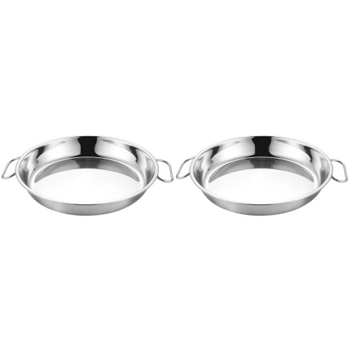 2Pcs Stainless Steel Kitchen Plates Silver Fruit Cake Holders 2