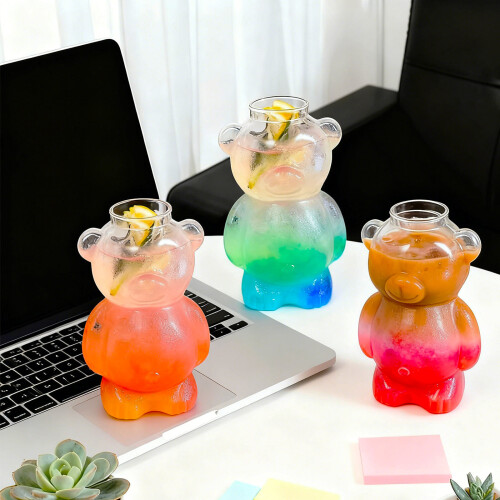 4Pcs Creative Transparent Bear Cocktail Glasses for Bar Restaurant Use 2