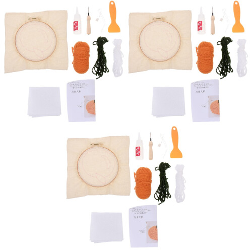 3Sets DIY Punch Needle Tool Assorted Color Mug Tufted Coaster Kit 2