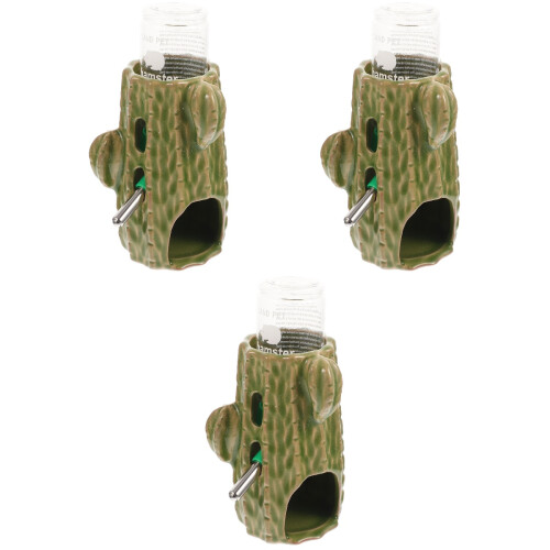 3Sets Transparent Green Hamster Waterer Leak-Proof Cage Water Bottle 2