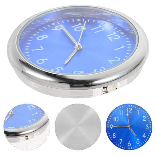 2Pcs Blue Car Clock Dashboard Luminous Quartz Adhesive Durable Clock 1