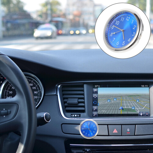 2Pcs Blue Car Clock Dashboard Luminous Quartz Adhesive Durable Clock 2