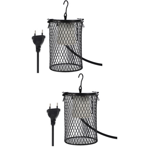 2Pcs Black Reptile Tank Lamp Cover Durable Heating Lamp Protector 1