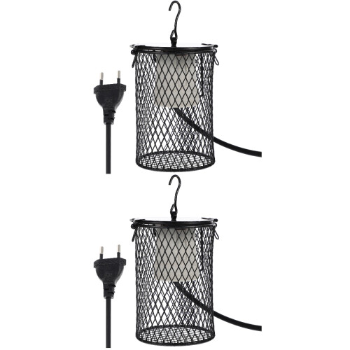 2Pcs Black Reptile Tank Lamp Cover Durable Heating Lamp Protector 2