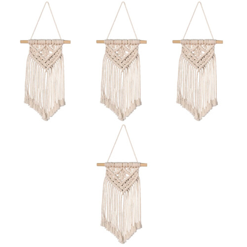 4Pcs Woven Macrame Tapestry Ivory Bohemian Hanging Decor for 1