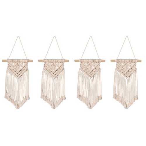 4Pcs Woven Macrame Tapestry Ivory Bohemian Hanging Decor for 2