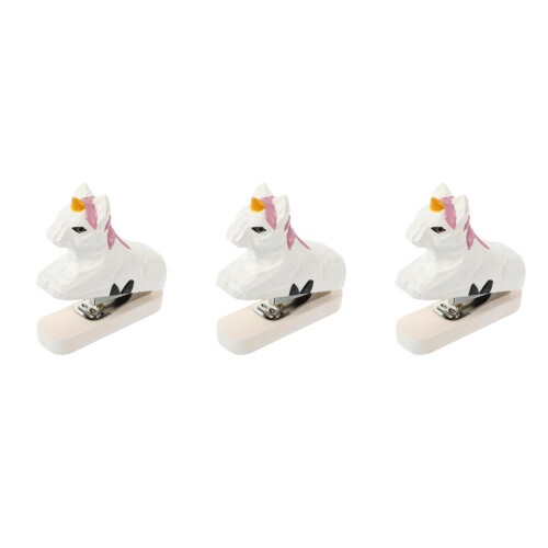 3Pcs Portable Manual Wooden Stapler White Mini Stapling Stationery 1