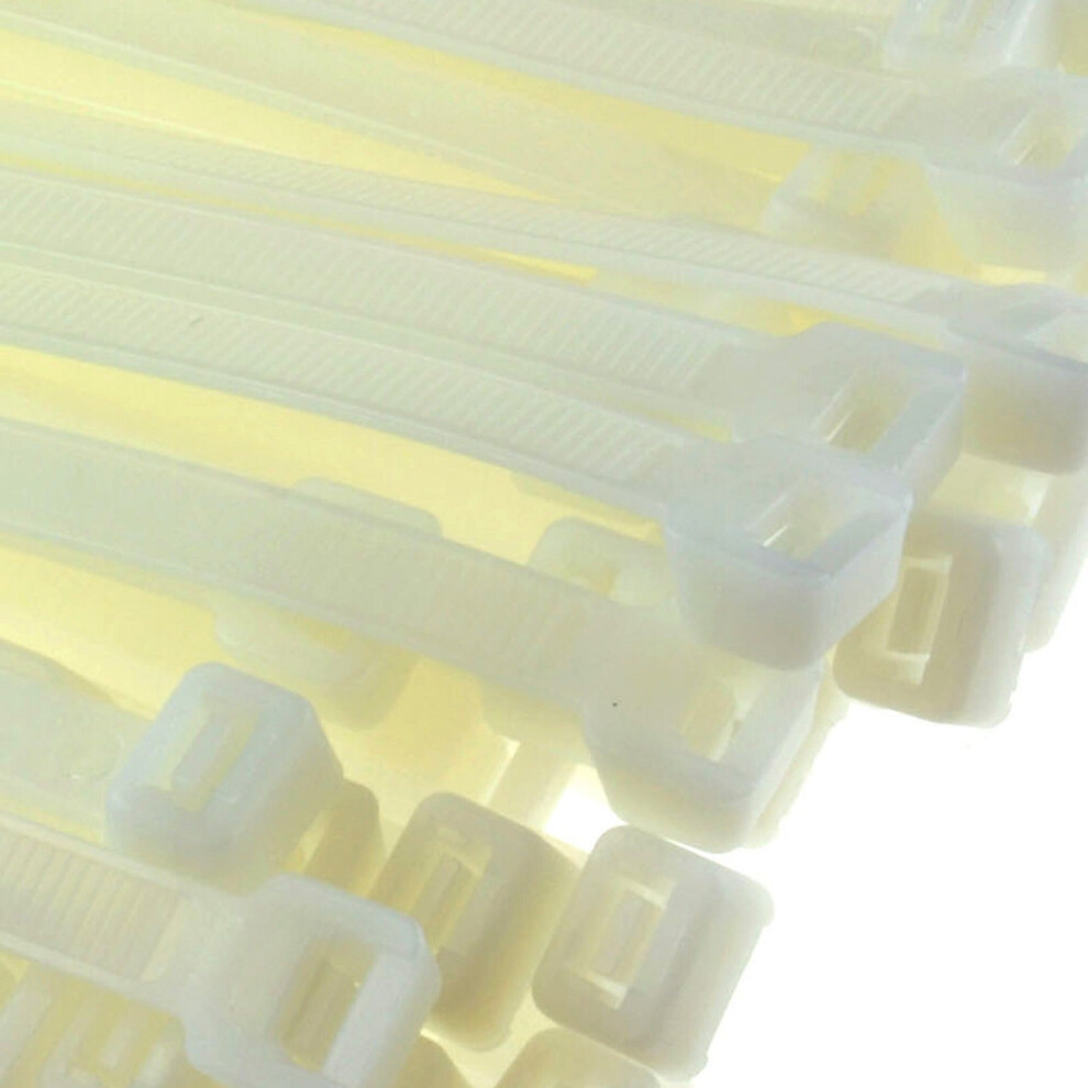Entie Natural White Cable Ties 7.2Mm X 300Mm Nylon 66 Ul Approved [100 Pack] 5054338101606