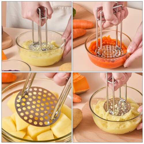 Vegetable Mashers Manual Potato Crusher Silver 1set 2