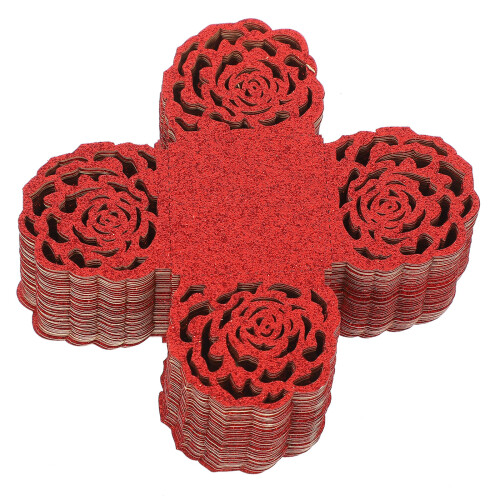 100Pièces Coupe Papier Rouge Support Décor Party 1