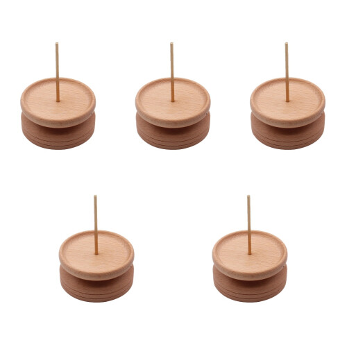 5Pcs Beige Wooden Spool Holders Durable Sewing Thread Organizer Rack 2