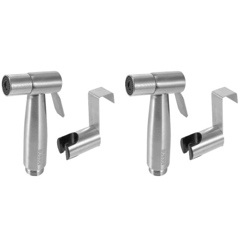 2Sets Durable Silver Handheld Stainless Steel Bathroom Bidet Sprayer 1
