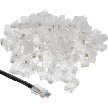 Pass Through RJ45 Plugs Crimps Cat5e/Cat6 Ethernet Network Cables [100 Pack]