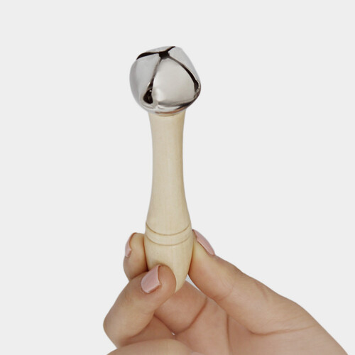 2Pcs Beige Wood Hand Bells for Play - Durable Percussion Noise Makers 2