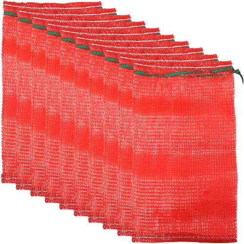 100Pcs Red Mesh Drawstring Bags Polypropylene Produce Storage 2
