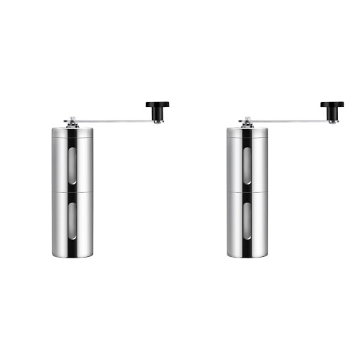 2Pcs Silver Ceramic Coffee Mill Manual Portable Hand Crank Grinder 2