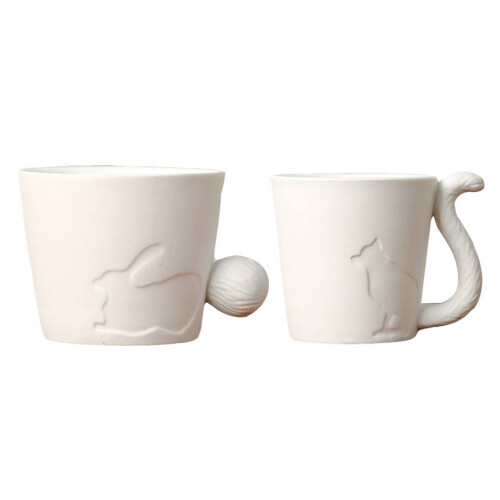 4Pcs White Ceramic Mug with Creative Animal Design for Milk Coffee 1