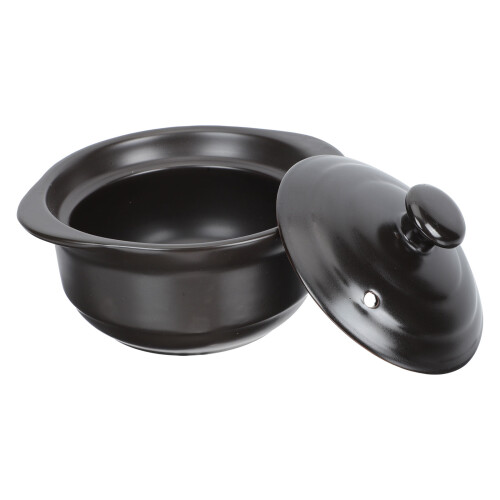 3Pcs Heat-Resistant Black Ceramic Casserole Kitchen Soup Pot 1
