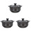 3Pcs Heat-Resistant Black Ceramic Casserole Kitchen Soup Pot 4
