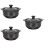 3Pcs Heat-Resistant Black Ceramic Casserole Kitchen Soup Pot 9