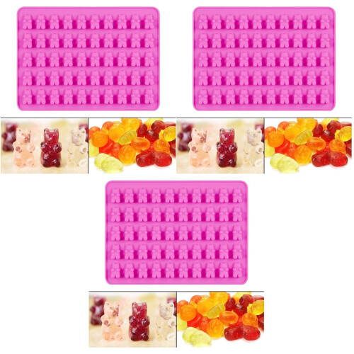 3Pcs Durable Pink Silicone Bear-Shaped Chocolate Candy Molds 1