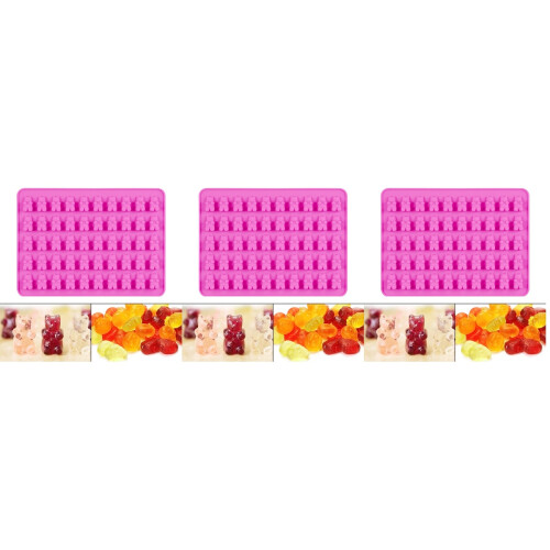 3Pcs Durable Pink Silicone Bear-Shaped Chocolate Candy Molds 2