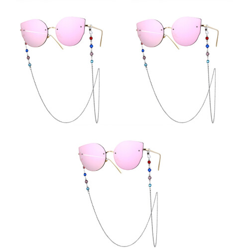 3Pcs Silver Eyeglass Chain Durable Eyewear Retainer Strap for Sports 1
