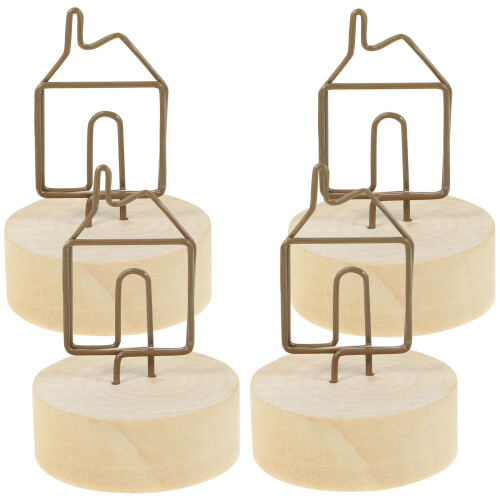 8Pcs Compact Table Number Holders Clips with Wooden Base 1